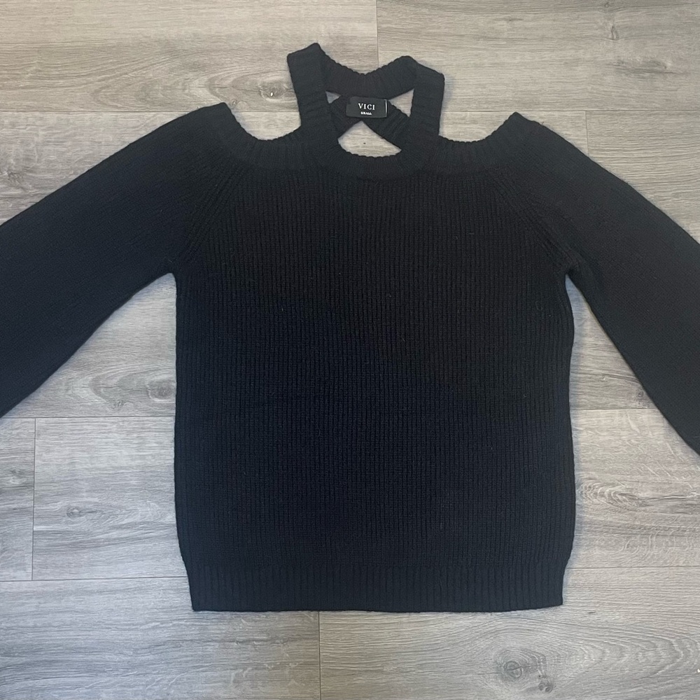 Vici Black Off-the-Shoulder Sweater with Cutout Details